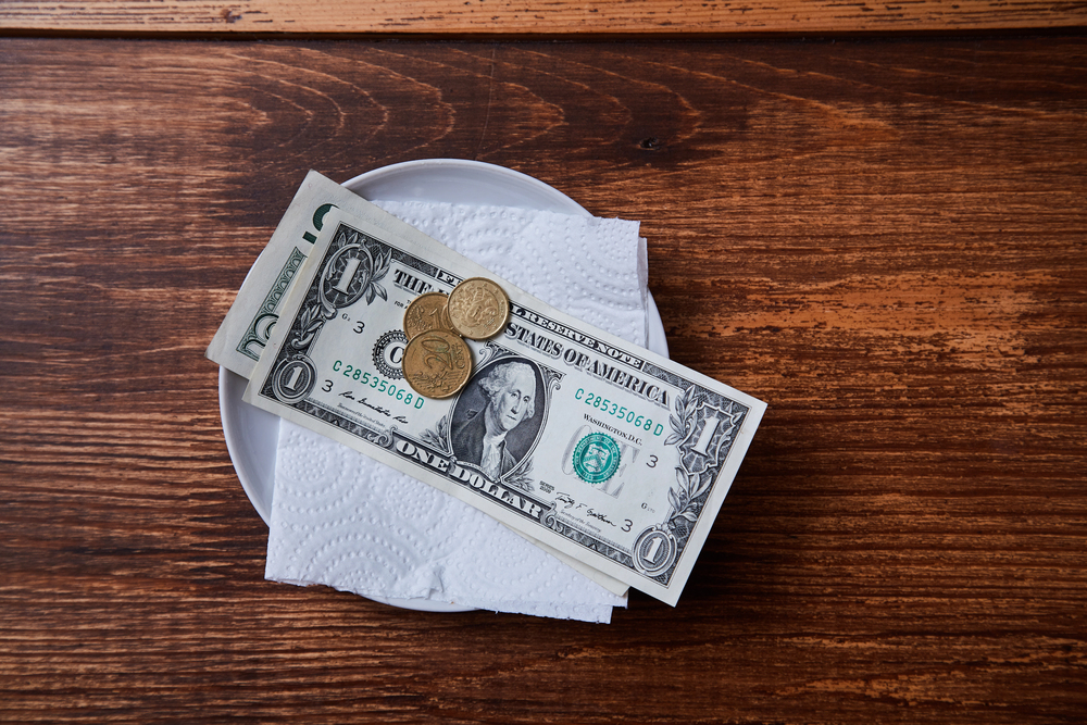 Cash Tips on a Plate